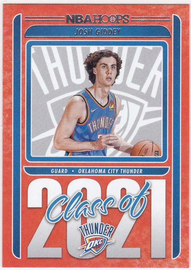 Basketball trading card of Josh Giddey from the Oklahoma City Thunder NBA Hoops series