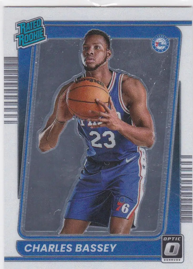 Basketball trading card of Charles Bassey Rated Rookie from Philadelphia 76ers