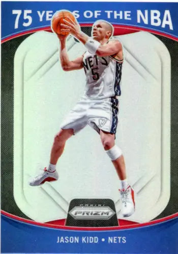 Jason Kidd Prizm basketball card from 2021-22 Panini 75 Years of the NBA collection