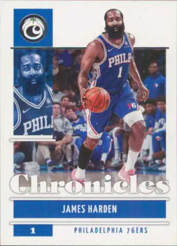 James Harden basketball card from 2021-22 Panini Chronicles with original gloss finish