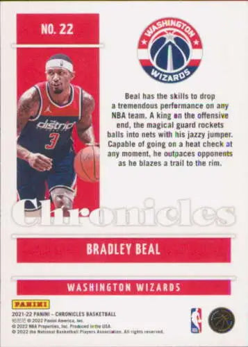 Bradley Beal basketball card from 2021-22 Panini Chronicles with original gloss finish