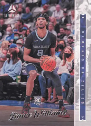 Ziaire Williams basketball card from 2021-22 Panini Chronicles Luminance Rookie Grizzlies