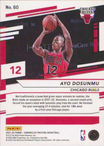 Ayo Dosunmu basketball card from 2021-22 Panini Chronicles with original gloss finish