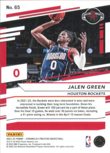 Jalen Green 2021-22 Panini Chronicles Rookie Card Houston Rockets NM-MT