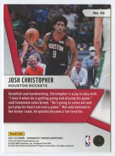 Josh Christopher basketball card from 2021-22 Panini Chronicles with original gloss finish