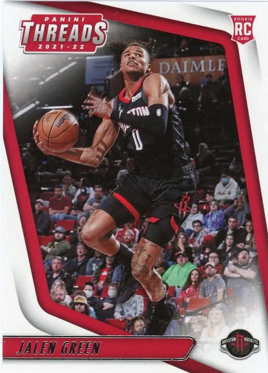 Jalen Green rookie card from 2021-22 Panini Chronicles Threads Houston Rockets NBA #99