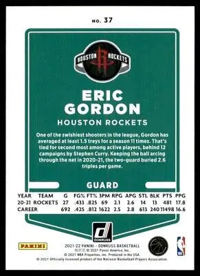 Eric Gordon basketball card from 2021-22 Panini Donruss Houston Rockets #37