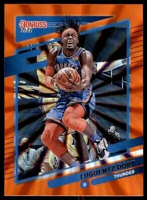 Basketball trading card of Luguentz Dort from 2021-22 Panini Donruss Orange Laser Parallel