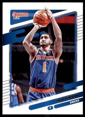 Obi Toppin basketball card from 2021-22 Panini Donruss New York Knicks #118