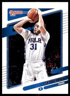 Seth Curry basketball card from 2021-22 Panini Donruss Philadelphia 76ers #80