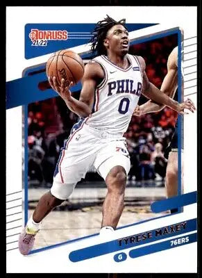 Tyrese Maxey basketball card from 2021-22 Panini Donruss Philadelphia 76ers #48