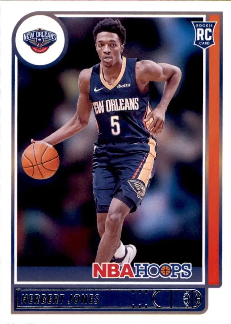 Basketball trading card of 2021-22 Panini Hoops Herbert Jones Rookie New Orleans Pelicans