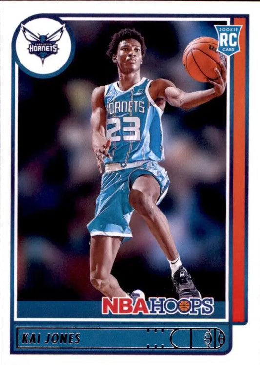 Panini Hoops Kai Jones rookie card from the 2021-22 Charlotte Hornets NBA season