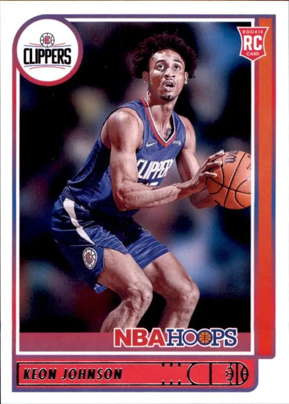 Keon Johnson rookie card from 2021-22 Panini Hoops Los Angeles Clippers NBA collection