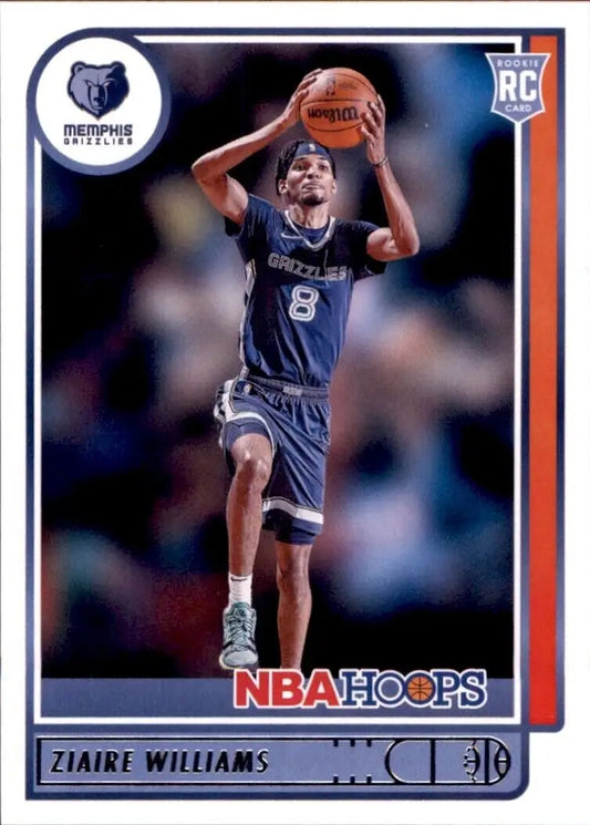 Ziaire Williams rookie card from 2021-22 Panini Hoops Memphis Grizzlies NBA Basketball