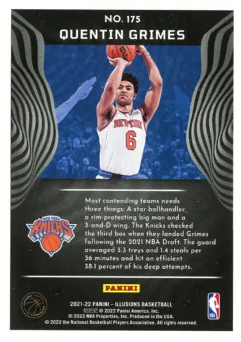 Quentin Grimes 2021-22 Panini Illusions rookie card for New York Knicks NM-MT