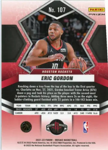 Eric Gordon 2021-22 Panini Mosaic Green #107 Houston Rockets Basketball Card NM-MT