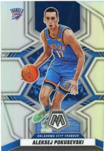 Aleksej Pokusevski basketball card from 2021-22 Panini Mosaic Silver Oklahoma City Thunder