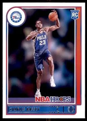 Charles Bassey rookie card from 2021-22 Panini NBA Hoops Philadelphia 76ers #217