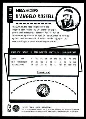 D’Angelo Russell basketball card from 2021-22 Panini NBA Hoops Minnesota Timberwolves