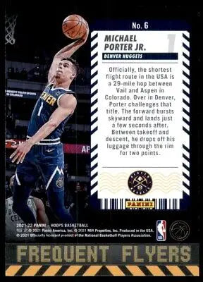 2021-22 Panini NBA Hoops Michael Porter Jr. Frequent Flyers card Denver insert