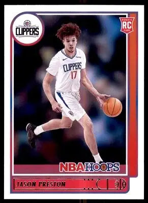 Jason Preston Rookie Basketball Card from 2021-22 Panini NBA Hoops Los Angeles Clippers #242