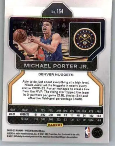 Michael Porter Jr basketball card from 2021-22 Panini Prizm, original gloss finish