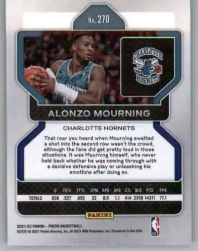 Alonzo Mourning basketball card from 2021-22 Panini Prizm with original gloss finish