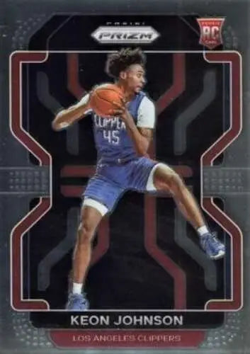 Keon Johnson basketball card 2021-22 Panini Prizm original gloss Clippers ID 49385