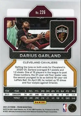 Darius Garland basketball card from 2021-22 Panini Prizm, Cleveland Cavaliers #226