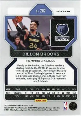 Dillon Brooks basketball card from 2021-22 Panini Prizm Memphis Grizzlies collection