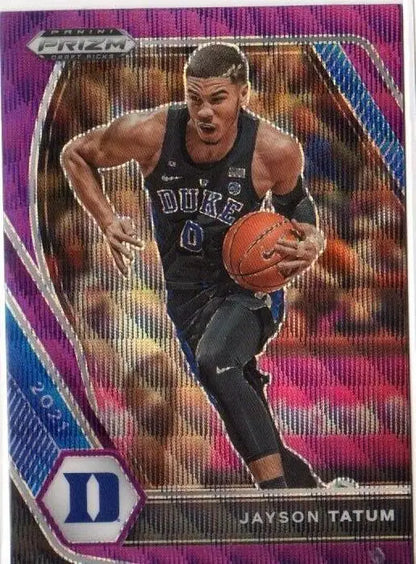 Basketball player in Duke #0 jersey dribbling, featured in Panini Prizm Draft Picks