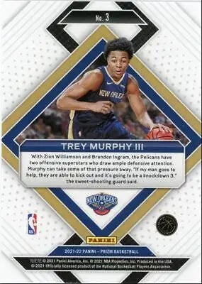 Trey Murphy III basketball card from 2021-22 Panini Prizm Emergent collection