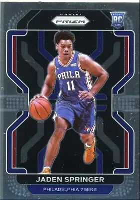 Jaden Springer basketball card from 2021-22 Panini Prizm, Philadelphia 76ers #317