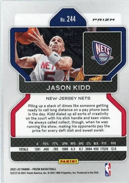 Jason Kidd Fanatics Silver Wave Basketball Card from 2021-22 Panini Prizm Jason set