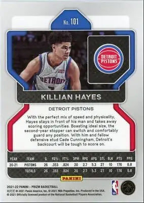 2021-22 Panini Prizm Killian Hayes Detroit Pistons trading card displayed text-align center