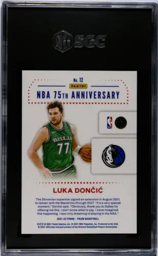 Graded Panini Prizm Luka Doncic #12 NBA 75th Anniversary Edition card SGC 9.5