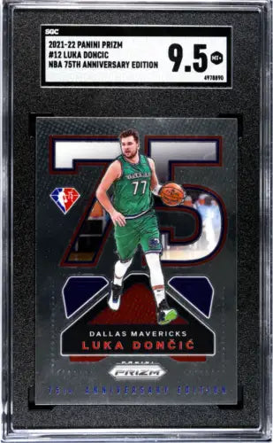 Graded Panini Prizm Luka Doncic basketball card from NBA 75th Anniversary Edition SGC 9.5