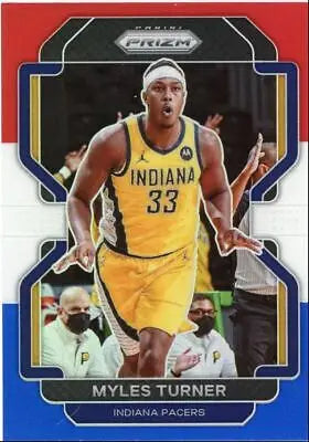 Myles Turner Basketball Card from 2021-22 Panini Prizm Red White Blue Indiana Pacers