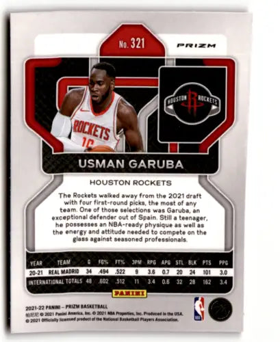 Usman Garuba 2021-22 Panini Prizm Prizms Ruby Wave Basketball Card NM-MT Rockets