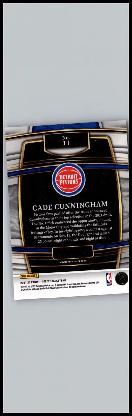 Cade Cunningham basketball card from 2021-22 Panini Select Blue retail edition