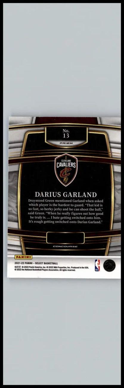 Darius Garland basketball card from 2021-22 Panini Select Blue for Cleveland Cavaliers