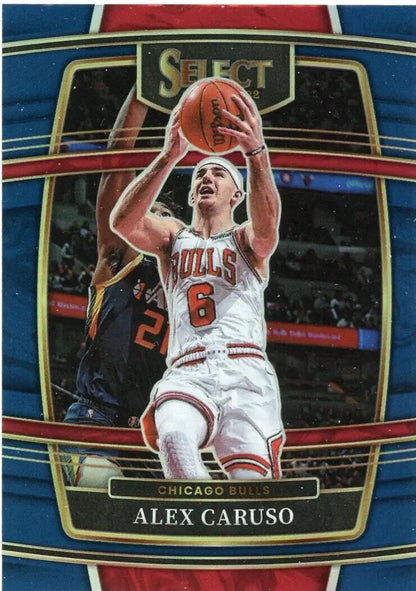 Alex Caruso Blue Prizm Basketball Card from 2021-22 Panini Select NBA #9 Chicago Bulls