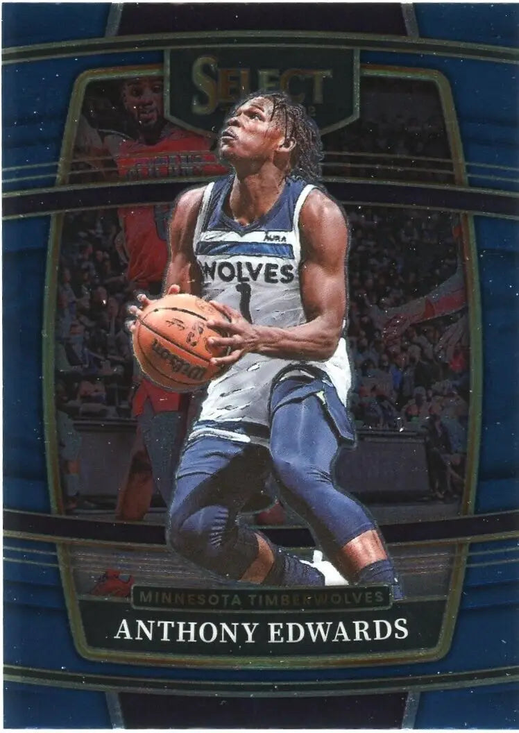 Anthony Edwards basketball card from 2021-22 Panini Select Minnesota Timberwolves NBA