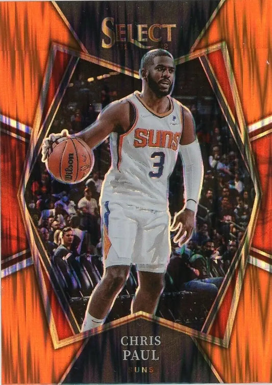 Chris Paul Orange Flash Basketball Card from 2021-22 Panini Select, NBA #156