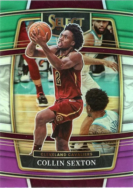 Collin Sexton basketball card from 2021-22 Panini Select Green White Purple edition