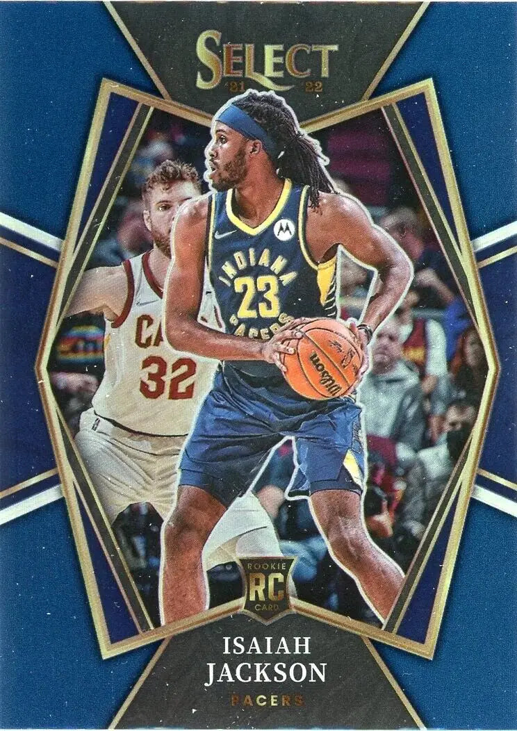 Isaiah Jackson Blue Prizm rookie card from the 2021-22 Panini Select Indiana Pacers