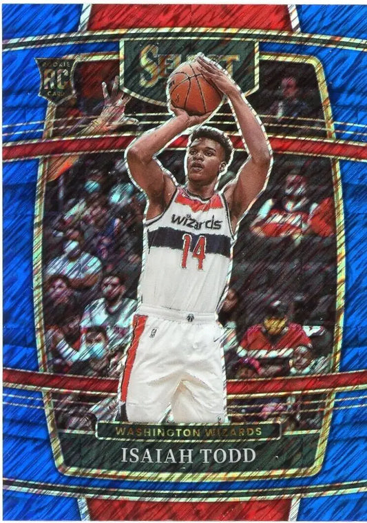 Isaiah Todd Blue Shimmer Rookie basketball card from 2021-22 Panini Select