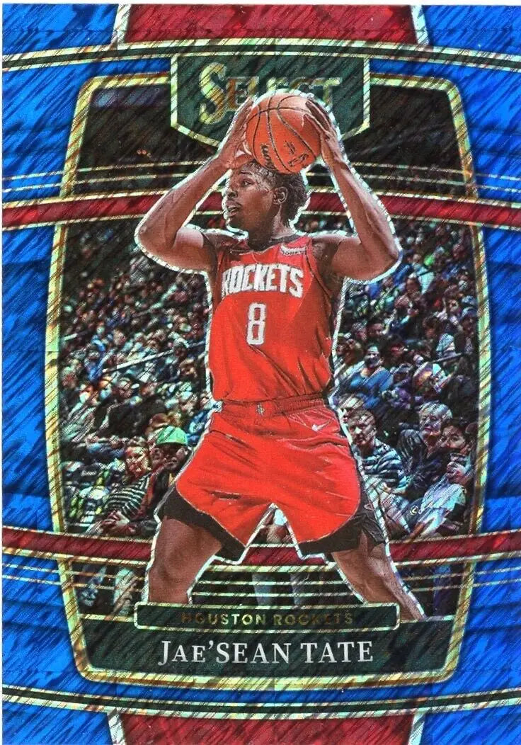 Jae’Sean Tate basketball card from 2021-22 Panini Select Blue Shimmer Houston Rockets