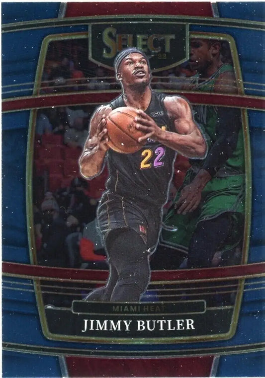 Basketball trading card of Select Jimmy Butler in black jersey 22 for Miami Heat